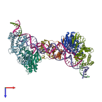 PDB entry 5xvp coloured by chain, top view.