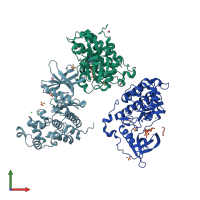 PDB entry 5xvu coloured by chain, front view.