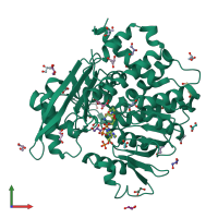 PDB entry 5xvx coloured by chain, front view.