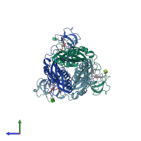 PDB 5xw6 coloured by chain and viewed from the side.