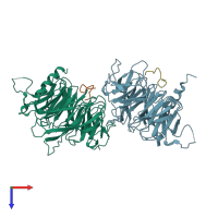 PDB entry 5xwr coloured by chain, top view.