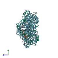 PDB entry 5xww coloured by chain, side view.