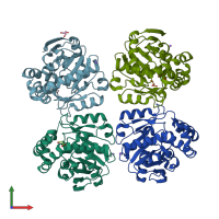 PDB entry 5xwz coloured by chain, front view.