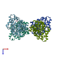 PDB entry 5xwz coloured by chain, top view.