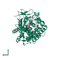 PDB entry 5xxd coloured by chain, side view.