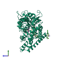 PDB entry 5xxi coloured by chain, side view.