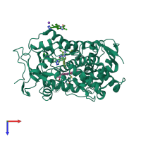 PDB entry 5xxi coloured by chain, top view.