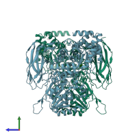 PDB entry 5xxm coloured by chain, side view.