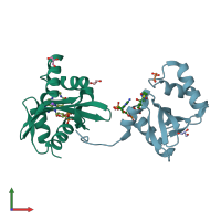 PDB entry 5xxs coloured by chain, front view.