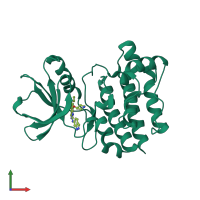 PDB entry 5xy1 coloured by chain, front view.