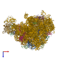 PDB entry 5xym coloured by chain, top view.