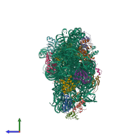 PDB entry 5xyu coloured by chain, side view.