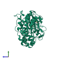 PDB entry 5xyy coloured by chain, side view.