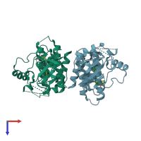 PDB entry 5xyz coloured by chain, top view.