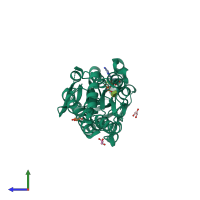 PDB entry 5xz8 coloured by chain, side view.