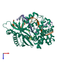 PDB entry 5xzb coloured by chain, top view.