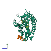 PDB entry 5xzf coloured by chain, side view.