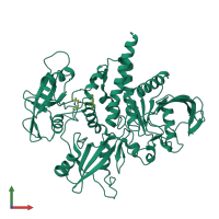 Monomeric assembly 1 of PDB entry 5xzr coloured by chemically distinct molecules, front view.