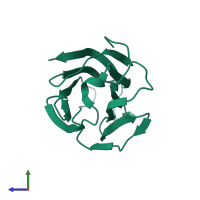 PDB entry 5y03 coloured by chain, side view.