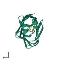PDB entry 5y0g coloured by chain, side view.