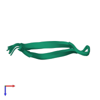 PDB entry 5y0j coloured by chain, ensemble of 20 models, top view.