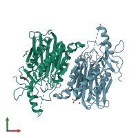 PDB entry 5y0l coloured by chain, front view.