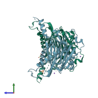 PDB entry 5y0l coloured by chain, side view.