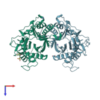 PDB entry 5y0l coloured by chain, top view.