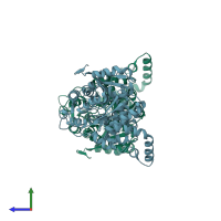 PDB entry 5y0o coloured by chain, side view.