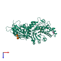 PDB entry 5y0v coloured by chain, top view.