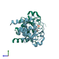 PDB entry 5y15 coloured by chain, side view.