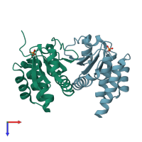 PDB entry 5y15 coloured by chain, top view.