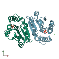 PDB entry 5y16 coloured by chain, front view.