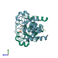 PDB entry 5y16 coloured by chain, side view.