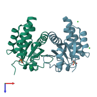 PDB entry 5y16 coloured by chain, top view.