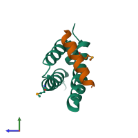PDB entry 5y18 coloured by chain, side view.