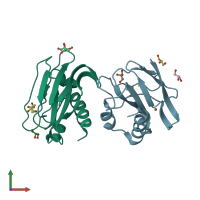 PDB entry 5y23 coloured by chain, front view.