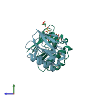 PDB entry 5y23 coloured by chain, side view.