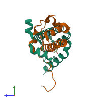 PDB entry 5y26 coloured by chain, side view.