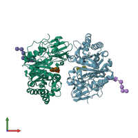 PDB entry 5y2c coloured by chain, front view.