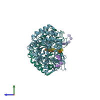PDB entry 5y2c coloured by chain, side view.