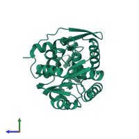 PDB entry 5y2x coloured by chain, side view.