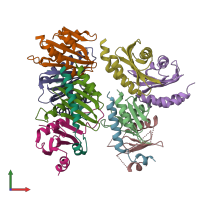 PDB entry 5y39 coloured by chain, front view.