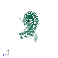 PDB entry 5y4d coloured by chain, side view.