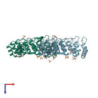 PDB entry 5y4e coloured by chain, top view.
