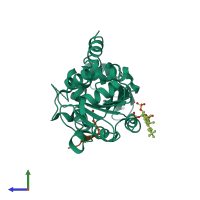 PDB entry 5y4h coloured by chain, side view.