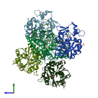 PDB entry 5y57 coloured by chain, side view.