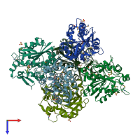 PDB entry 5y57 coloured by chain, top view.