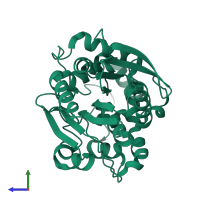 PDB entry 5y5d coloured by chain, side view.