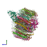 PDB entry 5y5s coloured by chain, side view.